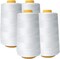 4-Pack White All Purpose Sewing Thread Cones (6000 Yards Each) of High Tensile Polyester Thread Spools for Sewing, Quilting, Serger Machines, Overlock, Merrow & Hand Embroidery